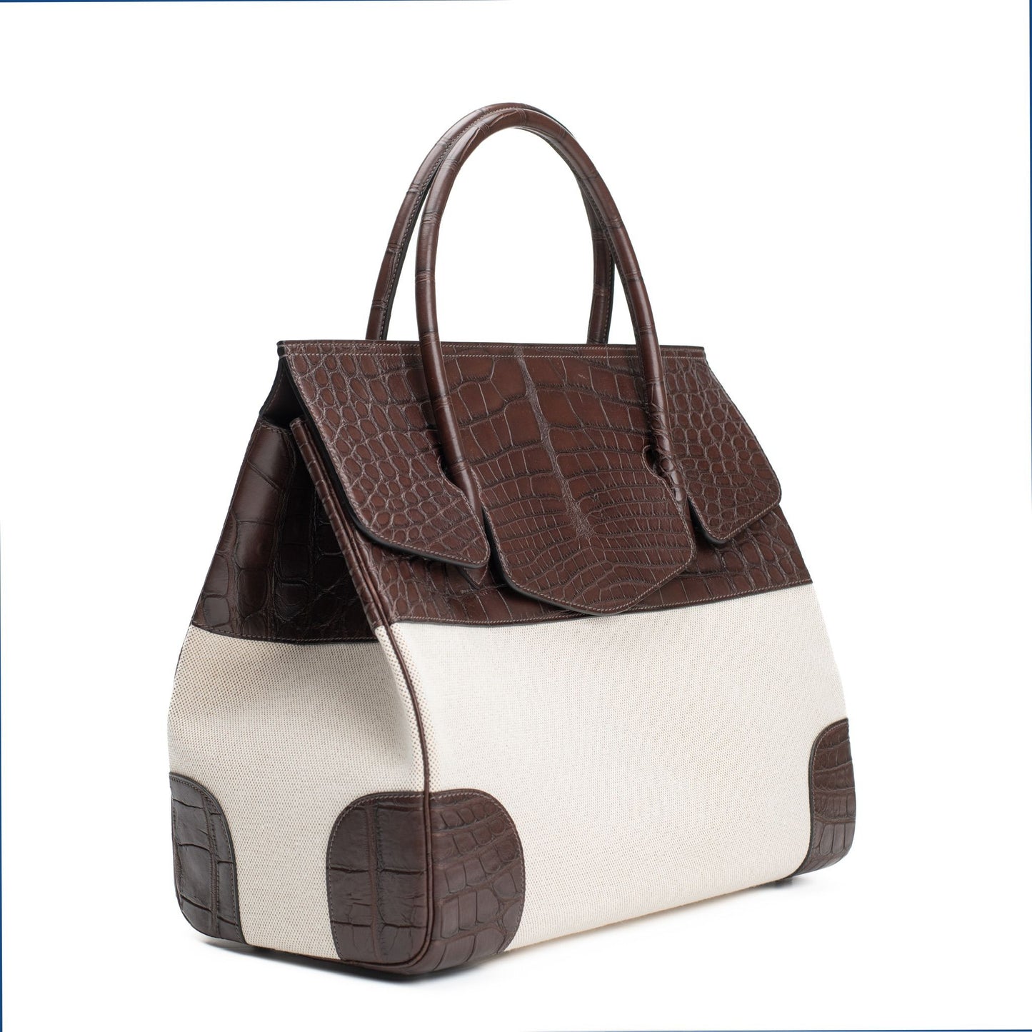 BROWN ALLIGATOR WITH BEIGE CANVAS BAG SIZE 40