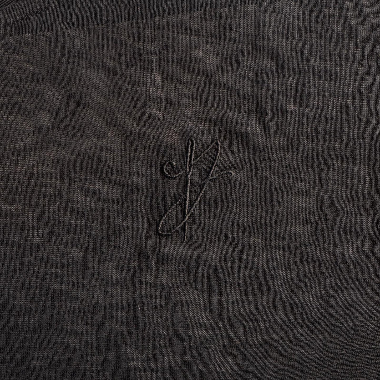 JACOB THE TAILOR - JZ LINEN V NECK T SHIRT - BLACK