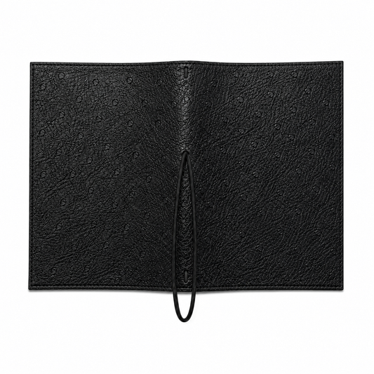 BLACK OSTRICH BLUE INSIDE A6 NOTEBOOK COVER