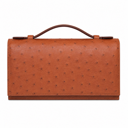 orange ostrich clutch bag