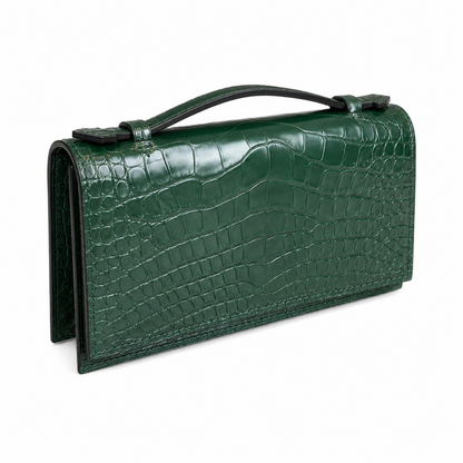 full green croco clutch bag size 20