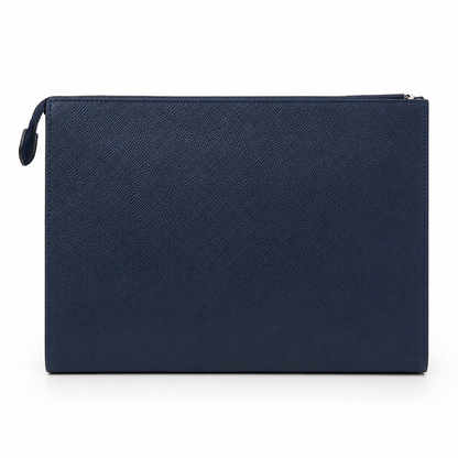 lv style zipper pouch calfskin size 25cm - blue strap