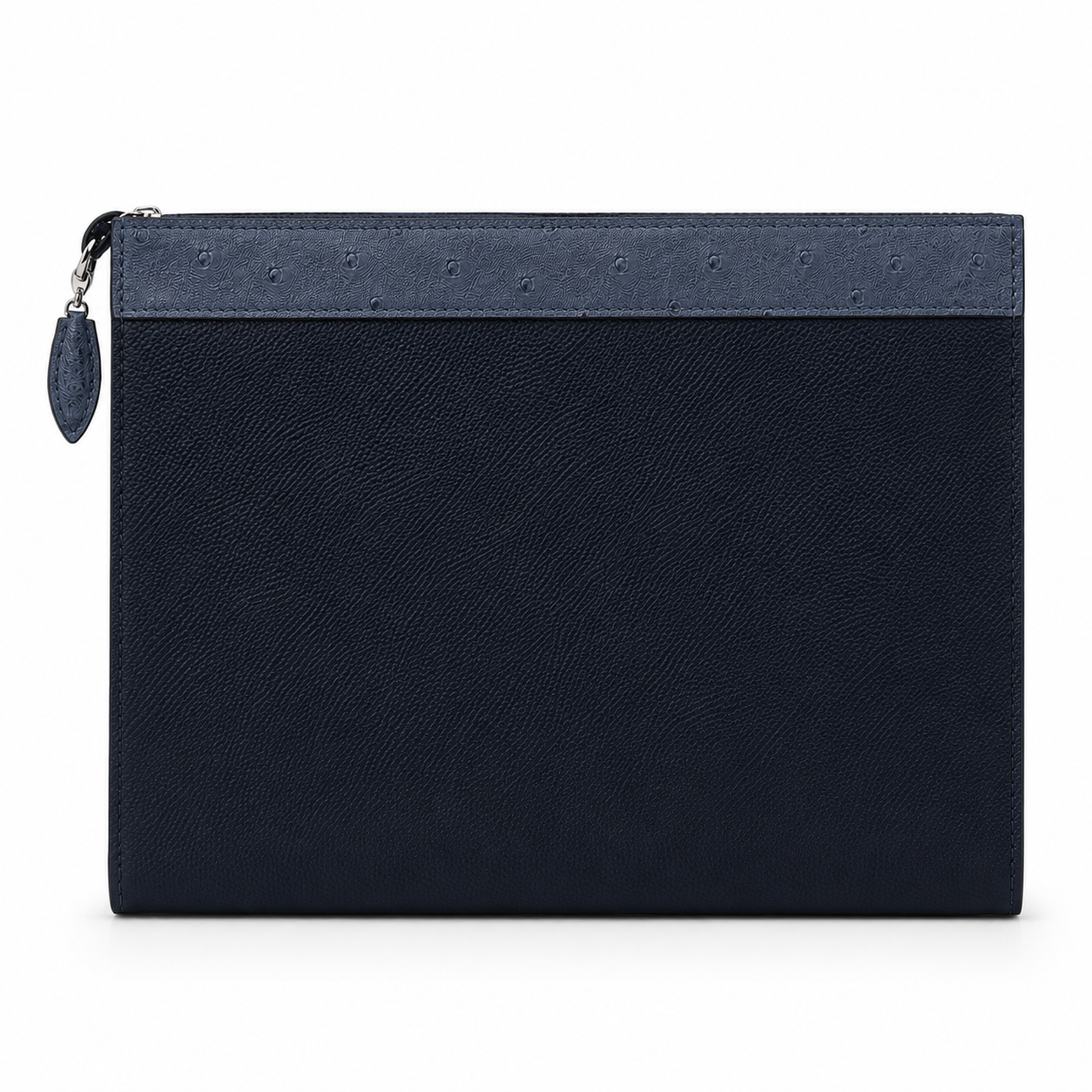 lv style zipper pouch calfskin size 25cm - blue