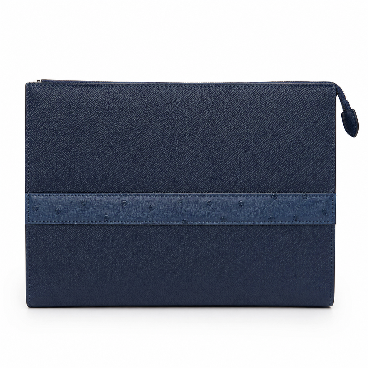 lv style zipper pouch calfskin size 25cm - blue strap