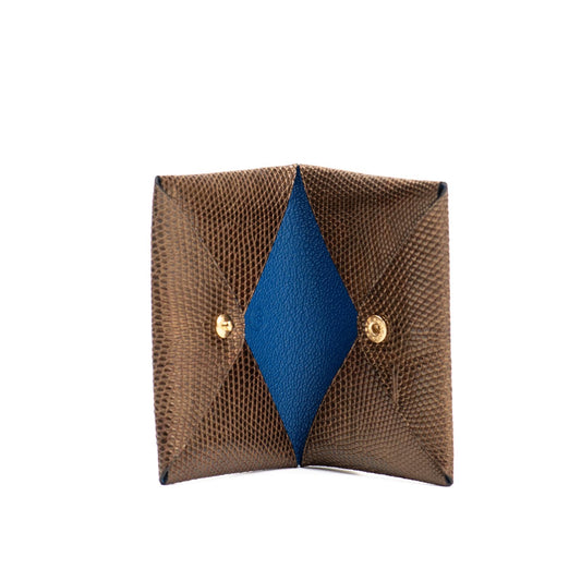 CALVI - HERMES STYLE - LIZZARD CROWN GOLD ON BLUE