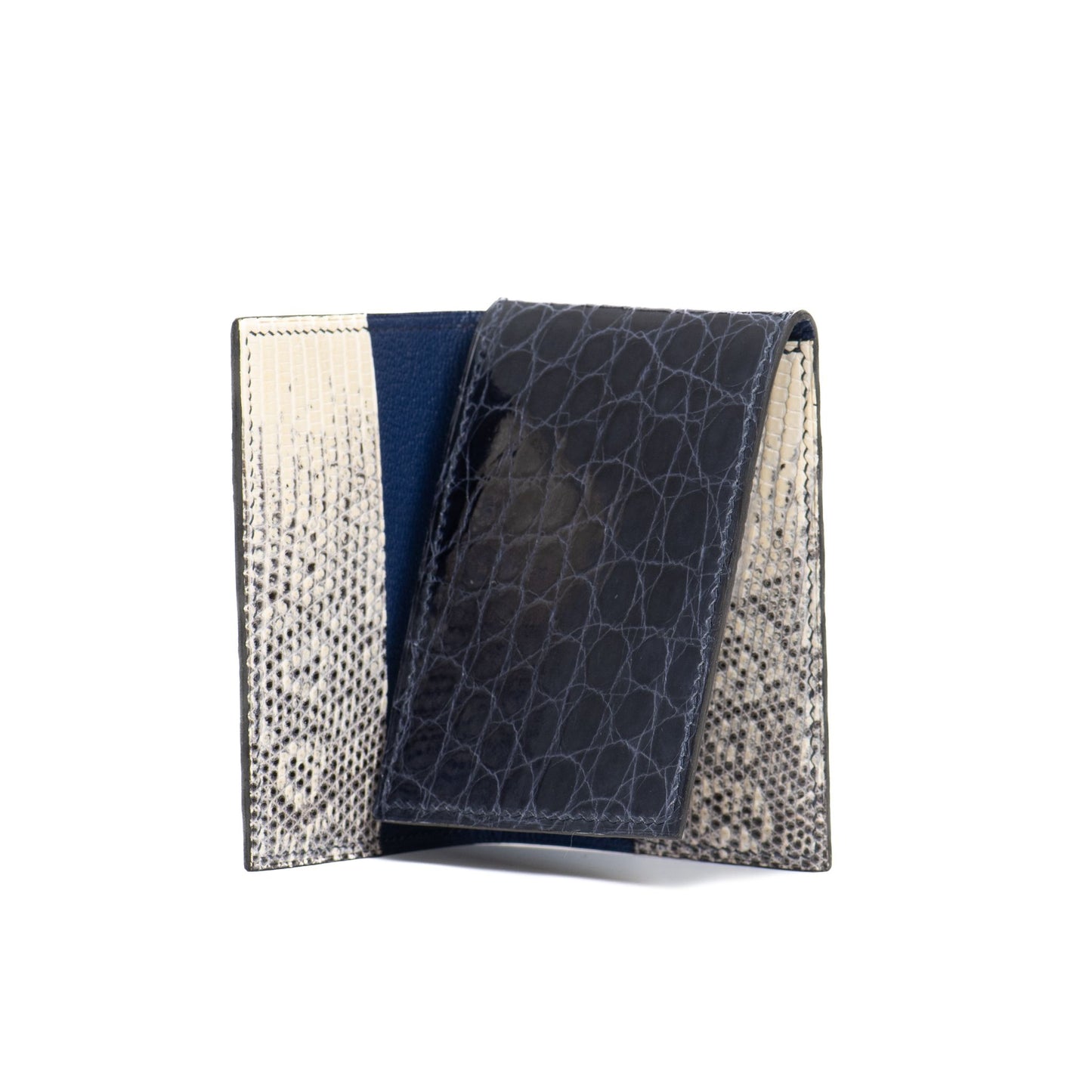 CROCO TRIFOLD BLACK WITH OMBRE ON NAVY