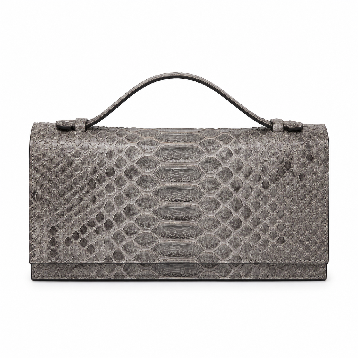 grey python inside blue clutch bag size 20