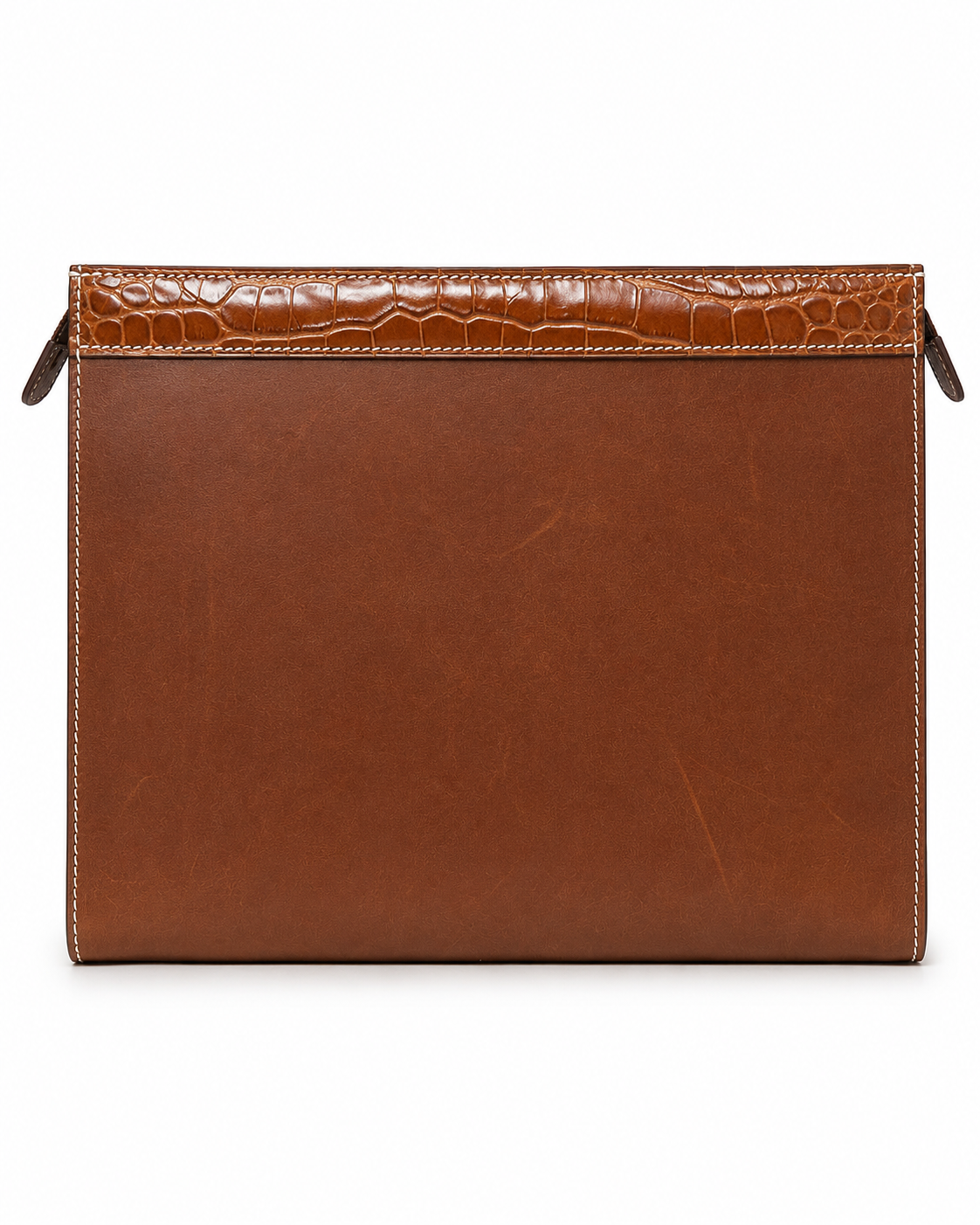lv style zipper pouch calfskin size 25cm - brown