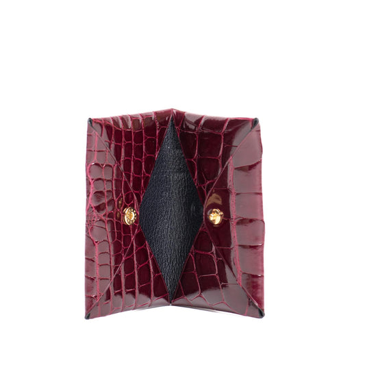 CALVI - HERMES STYLE -  CROCODILE BURGENDY ON BLACK