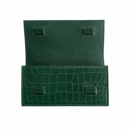 full green croco clutch bag size 18