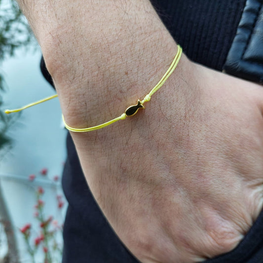 YELLOW THREAD WITH GOLD FISH BRACELET