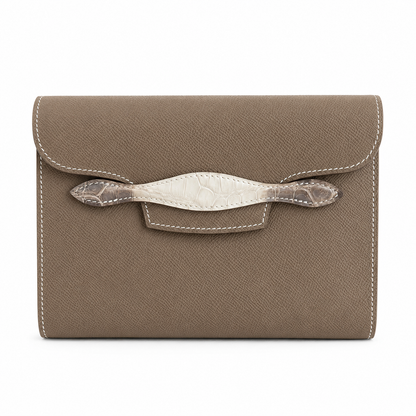 salem shoulder bag size 21 - dark grey with himalayan croco / calf skin
