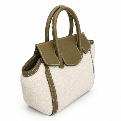 jz bag fur size 15 - olive green / lamb shearling