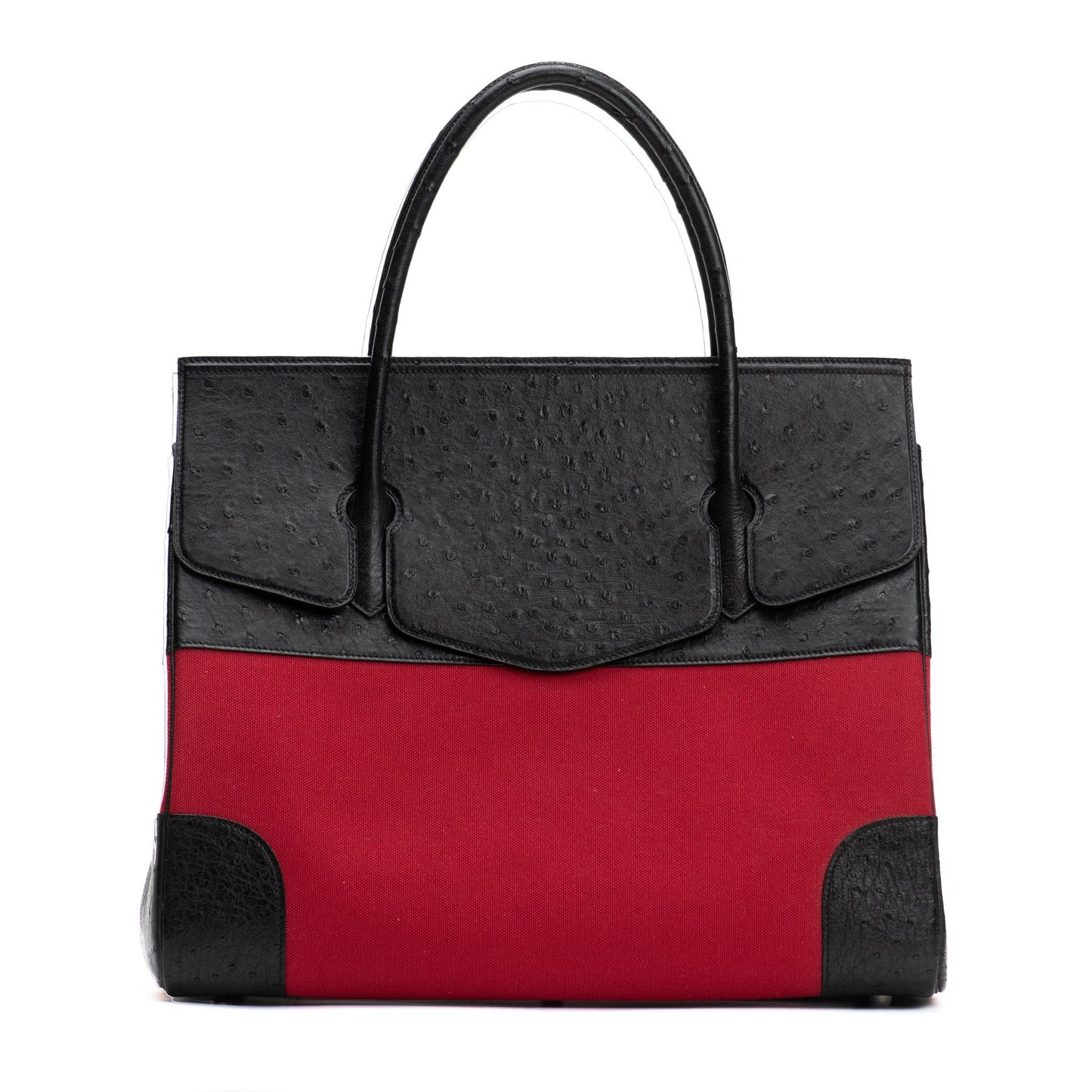 BLACK OSTRICH WITH RED CANVAS BAG SIZE 40