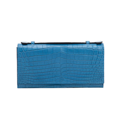 BLUE ALLIGATOR CLUTCH BAG