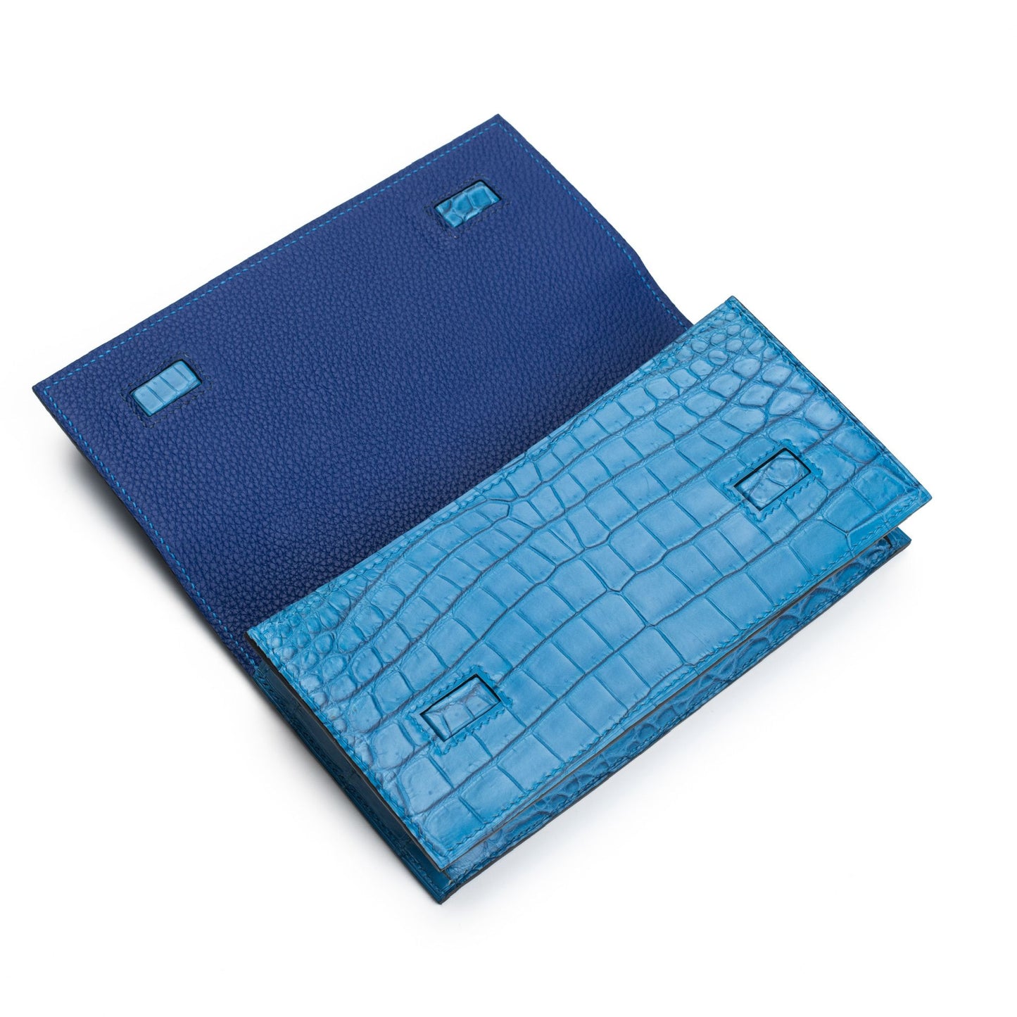 BLUE ALLIGATOR CLUTCH BAG