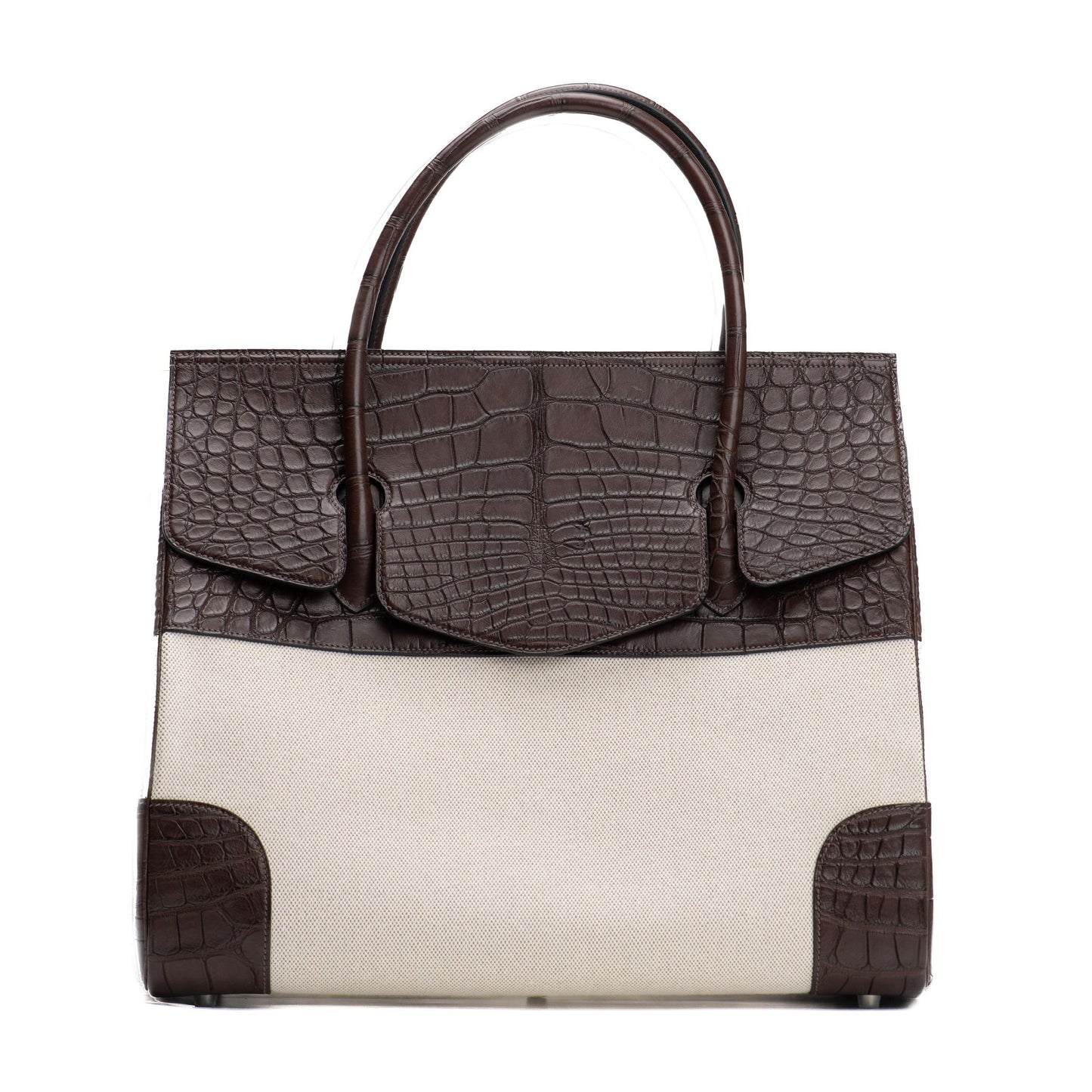 BROWN ALLIGATOR WITH BEIGE CANVAS BAG SIZE 40