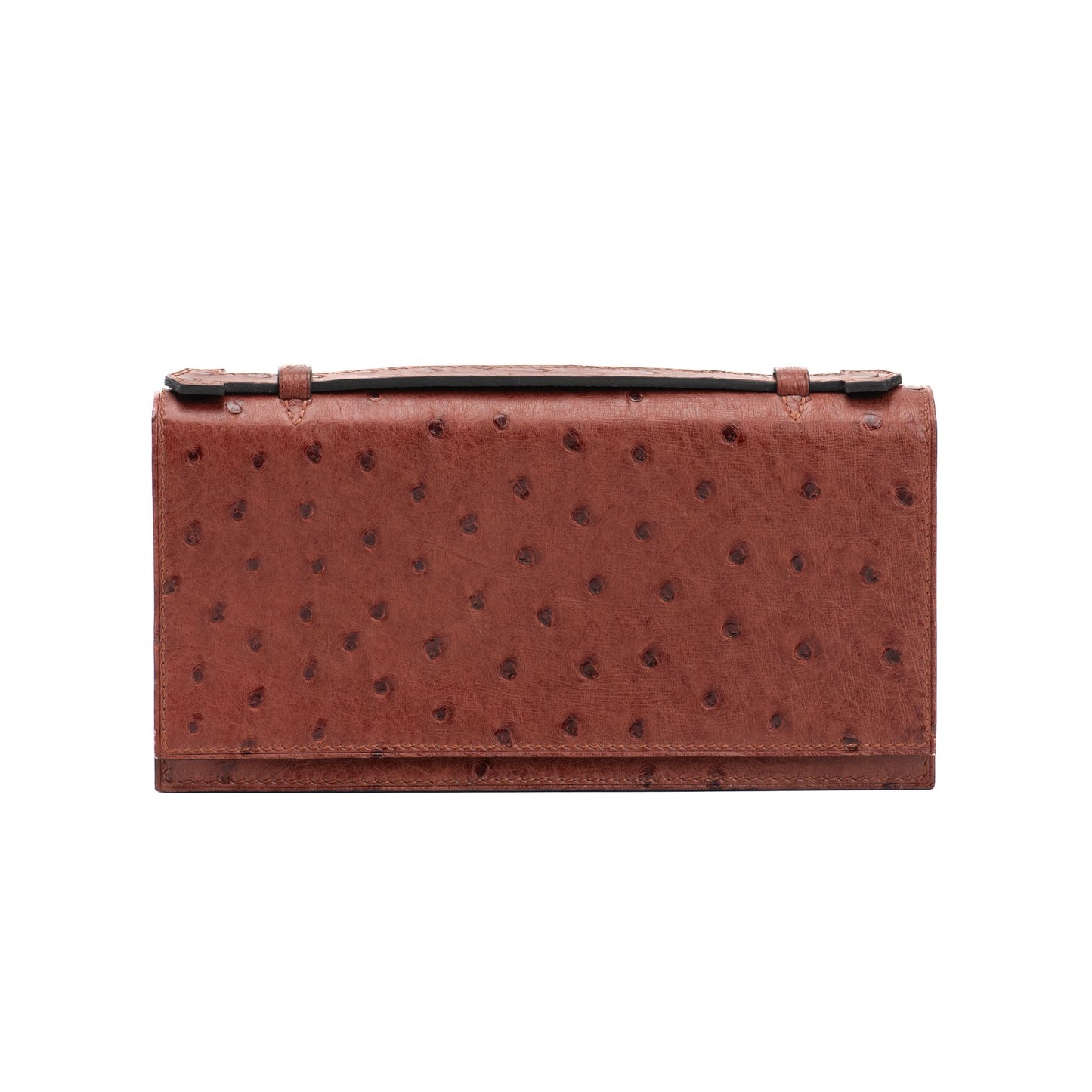 BROWN OSTRICH CLUTCH BAG