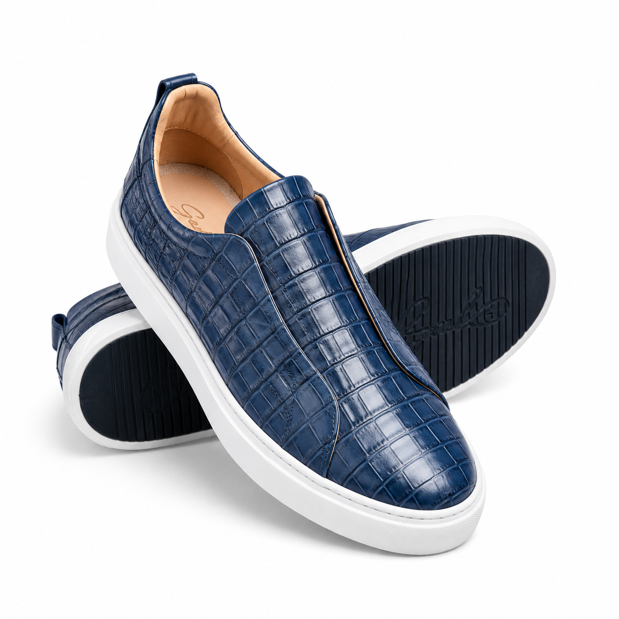BOUGIES SNEAKERS - MIAMI BLUE EMBOSSED CROCO