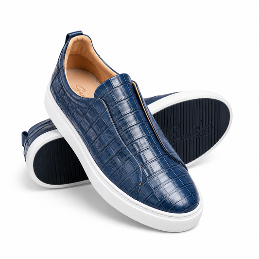 BOUGIES SNEAKERS - MIAMI BLUE EMBOSSED CROCO