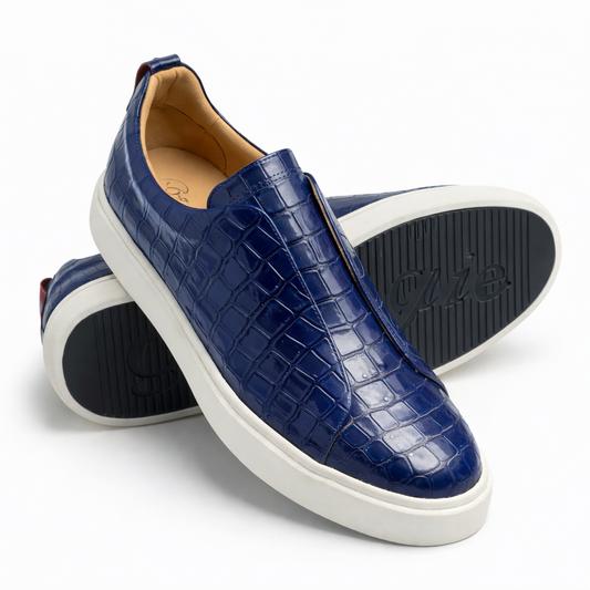 BOUGIES SNEAKERS - MIAMI BLUE EMBOSSED CROCO