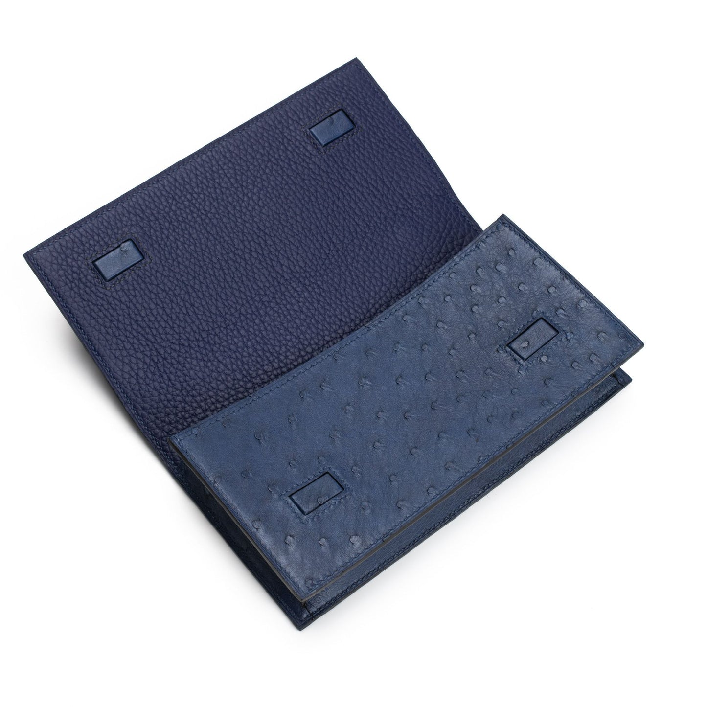 BLUE OSTRICH WITH NAVY BLUE CLUTCH BAG