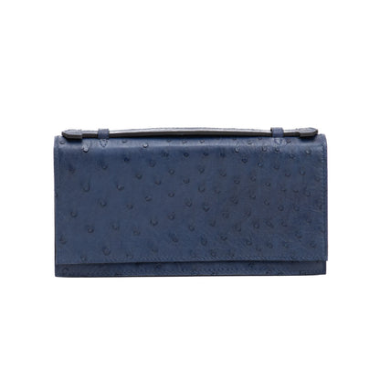 BLUE OSTRICH WITH NAVY BLUE CLUTCH BAG