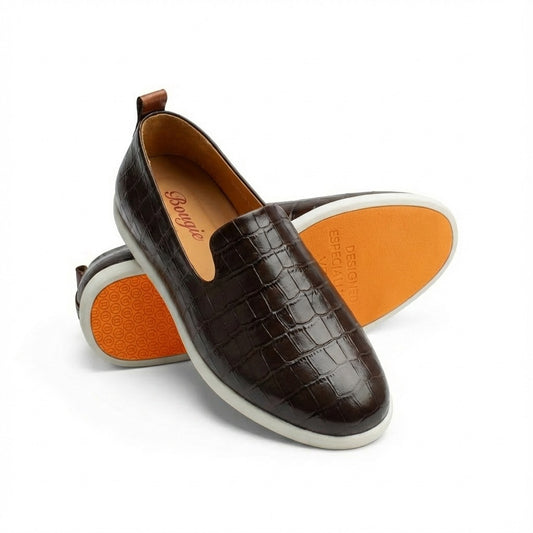 BOUGIES SHOE HAVANA BROWN CROCO EMBOSSED