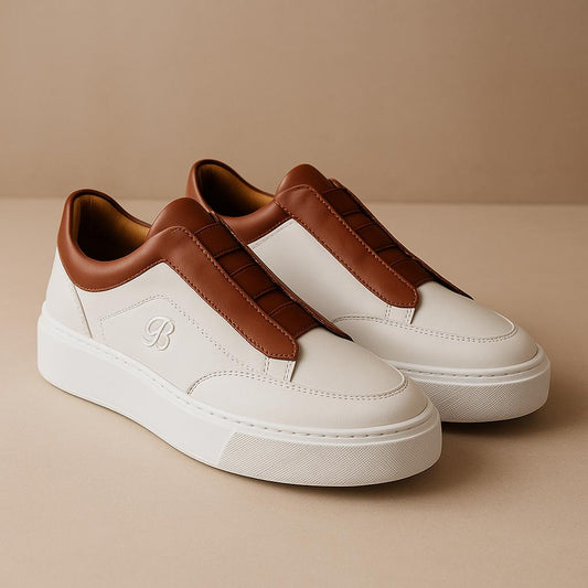 BOUGIES SNEAKERS WHITE ON BROWN