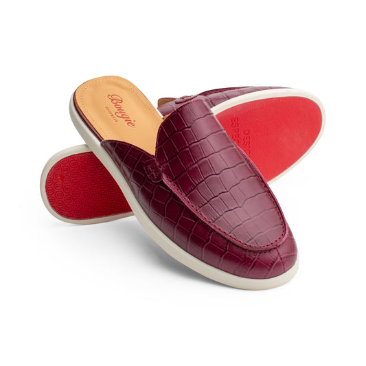 BOUGIES SLIPPER CROCO BURGENDY