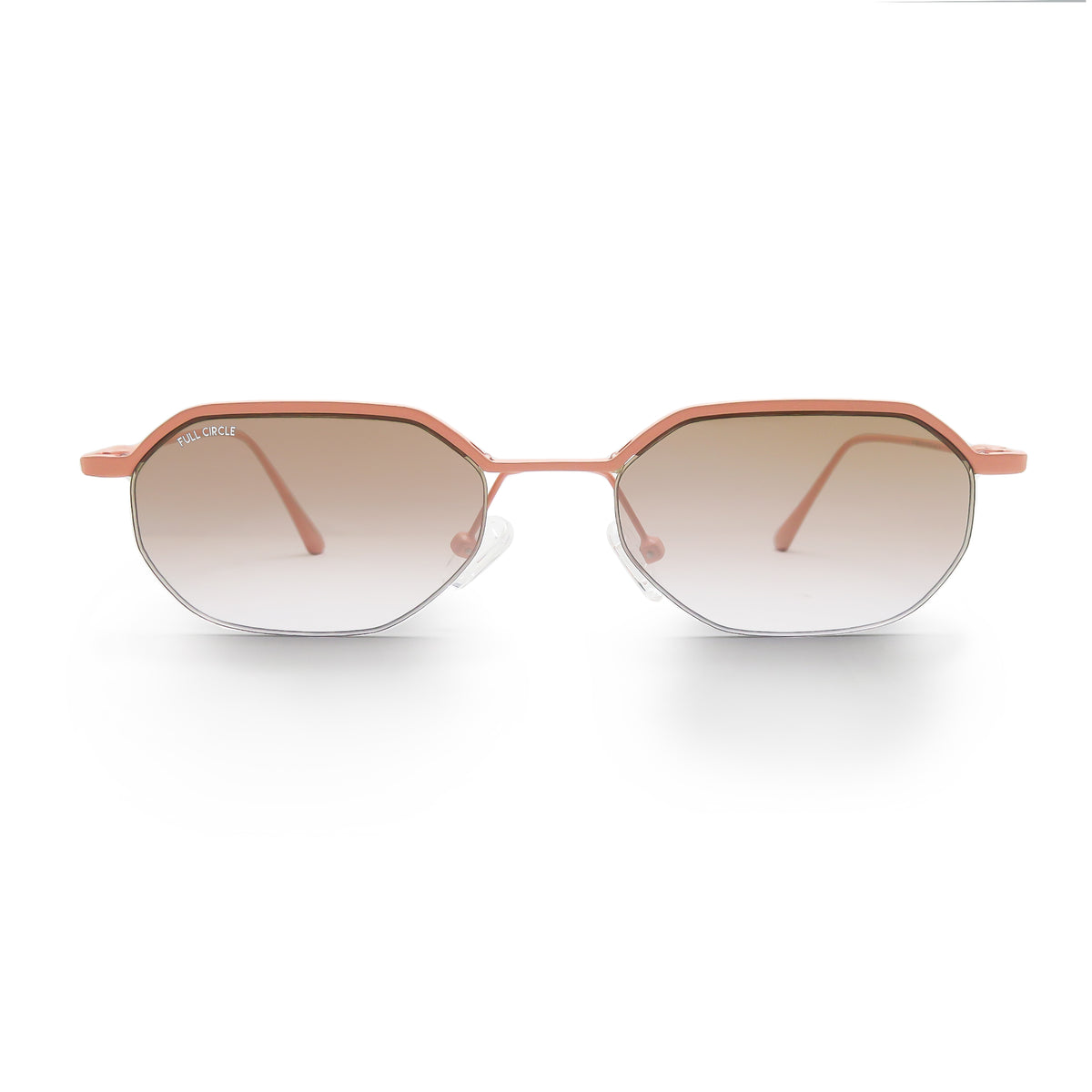 FC 2026 - 385, peach pink frame with brown gradient lenses, front view