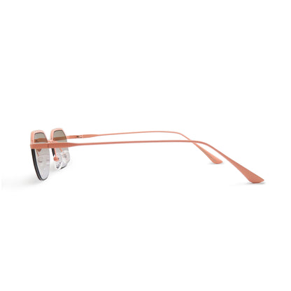 FC 2026 - 385, peach pink frame with brown gradient lenses, side view