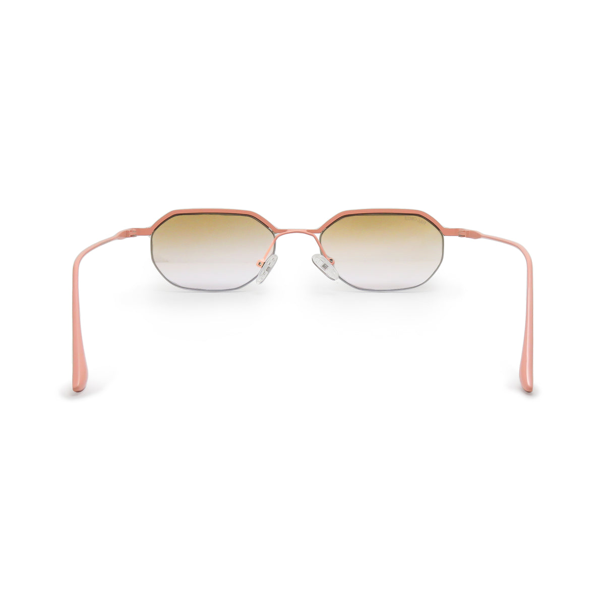 FC 2026 - 385, peach pink frame with brown gradient lenses, rear view