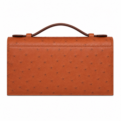 orange ostrich clutch bag