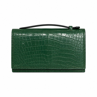 full green croco clutch bag size 20