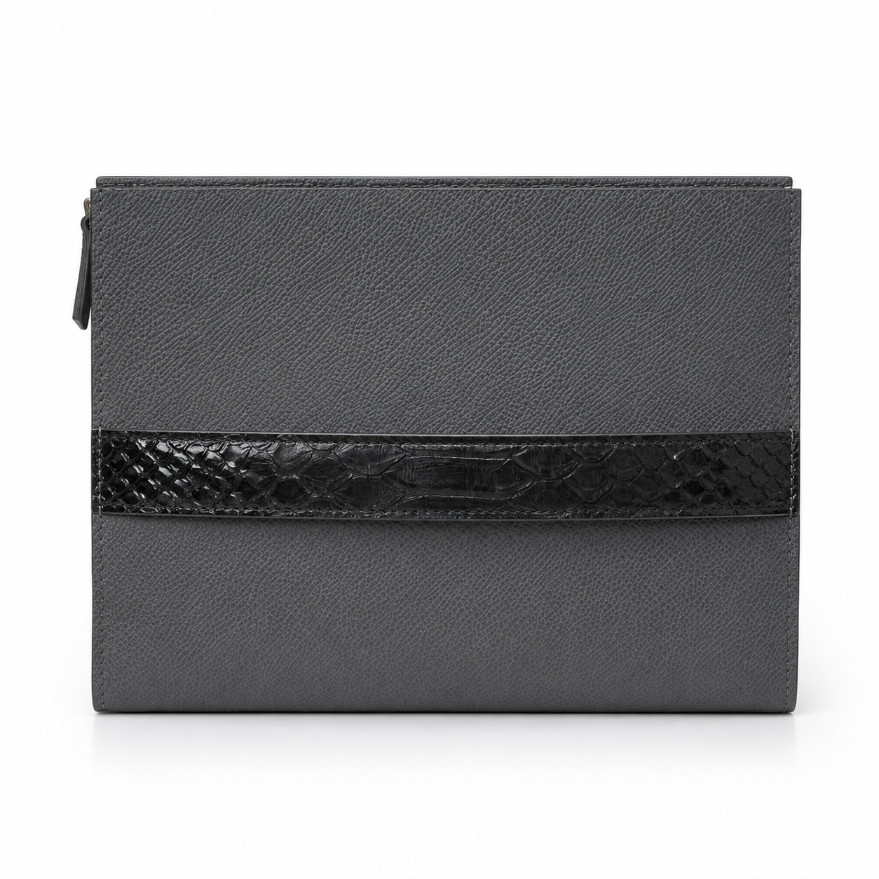 lv style zipper pouch calfskin size 25 cm - grey