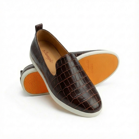 BOUGIES LOAFER COHIBA BROWN EMOBOSSED CROCO