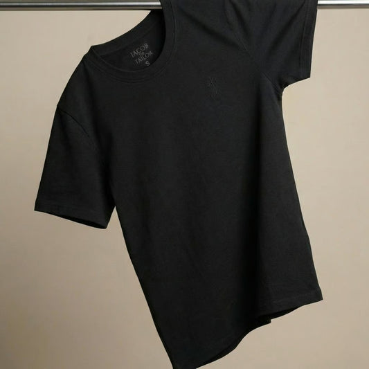 JACOB THE TAILOR - COOL FABRIC CREW NECK SHORT SLEEVE T SHIRT - BLACK