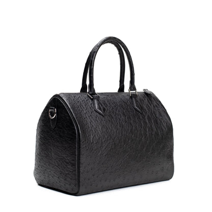 black ostrich duffle bag size 30