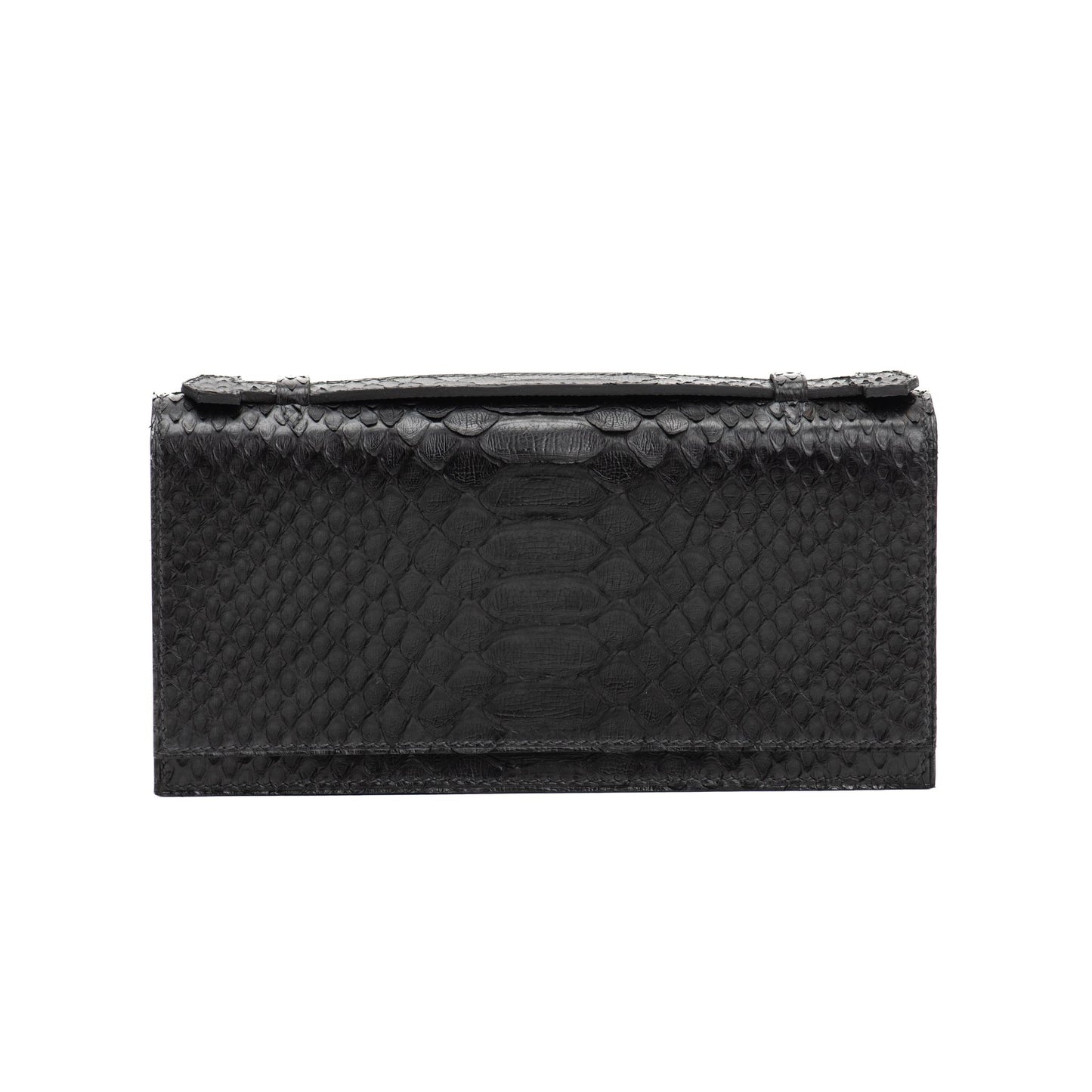 BLACK PYTHON CLUTCH BAG