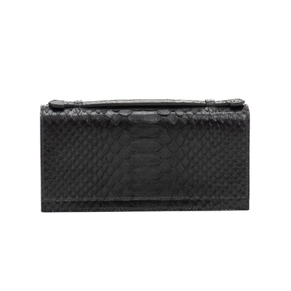 black python clutch bag