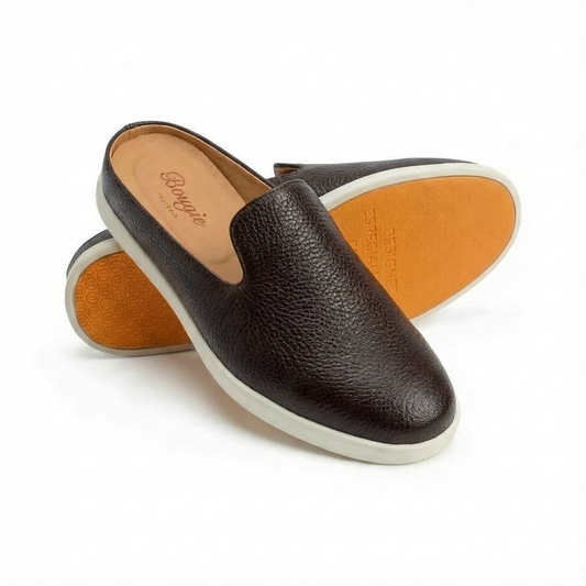 BOUGIES SLIPPER PEBBLED BLACK CALF SKIN
