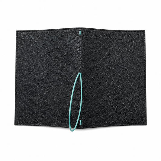 BLACK OSTRICH BLACK INSIDE A6 NOTEBOOK COVER