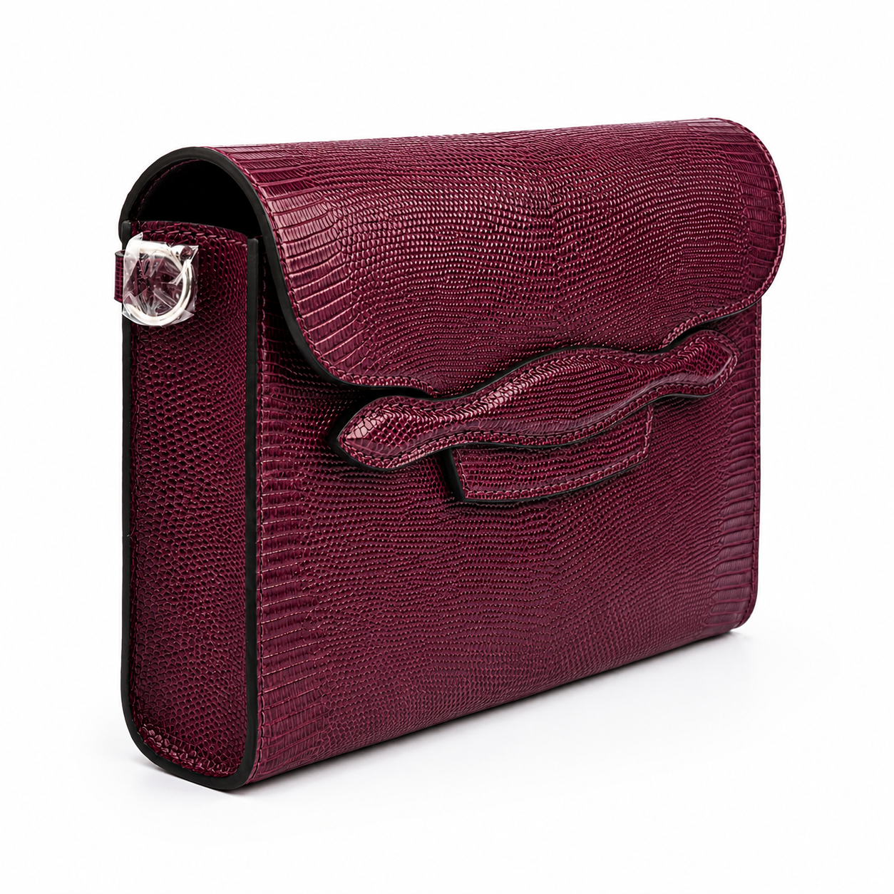 lizard salem shoulder bag size 21 - burgundy
