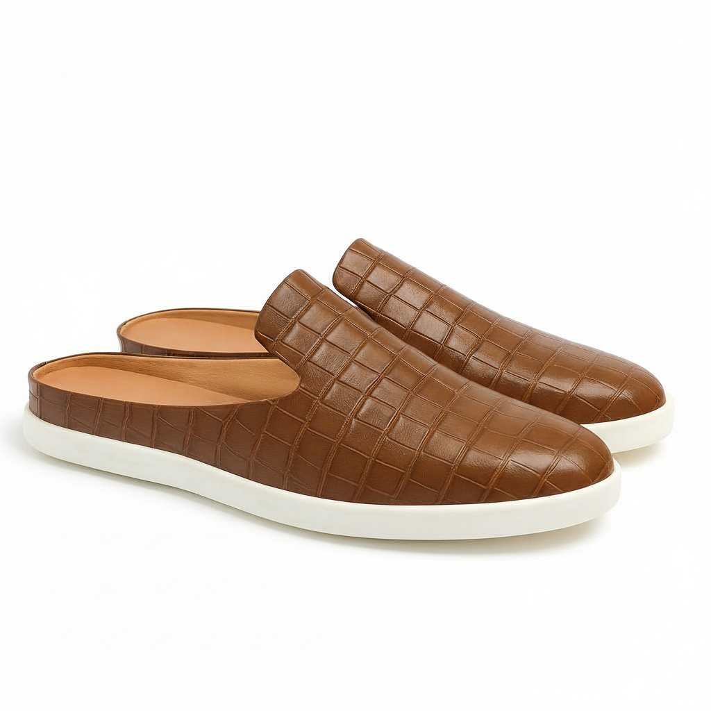 BOUGIES SLIPPER LIGHT BROWN CROCO EMBOSSED