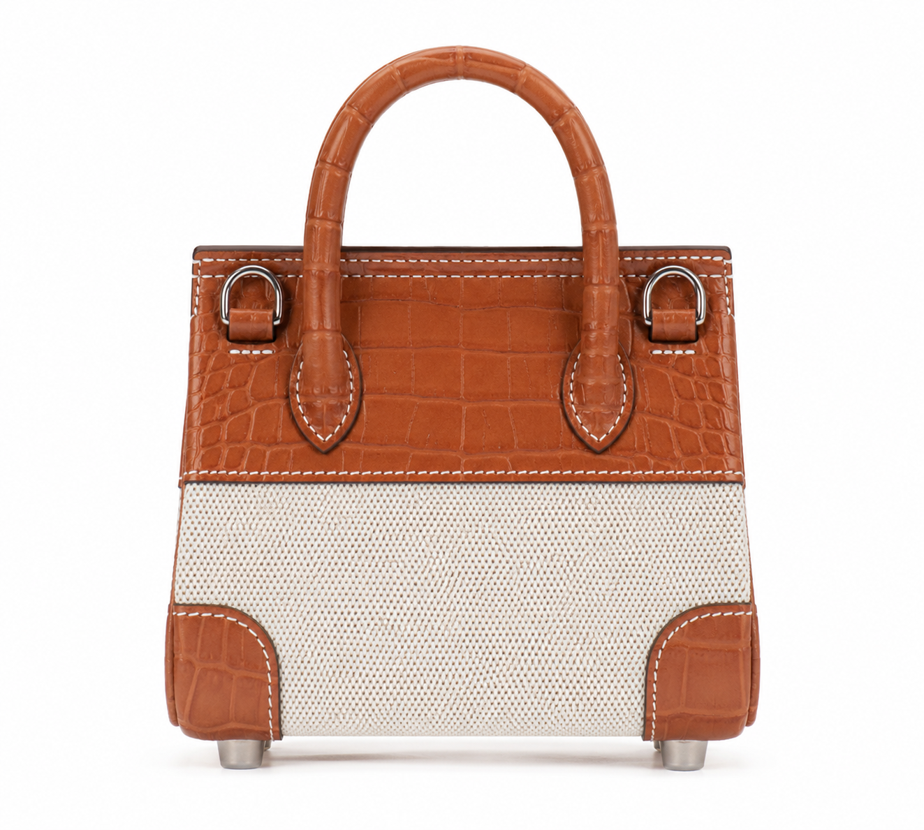 brown alligator with beige canvas bag size 15
