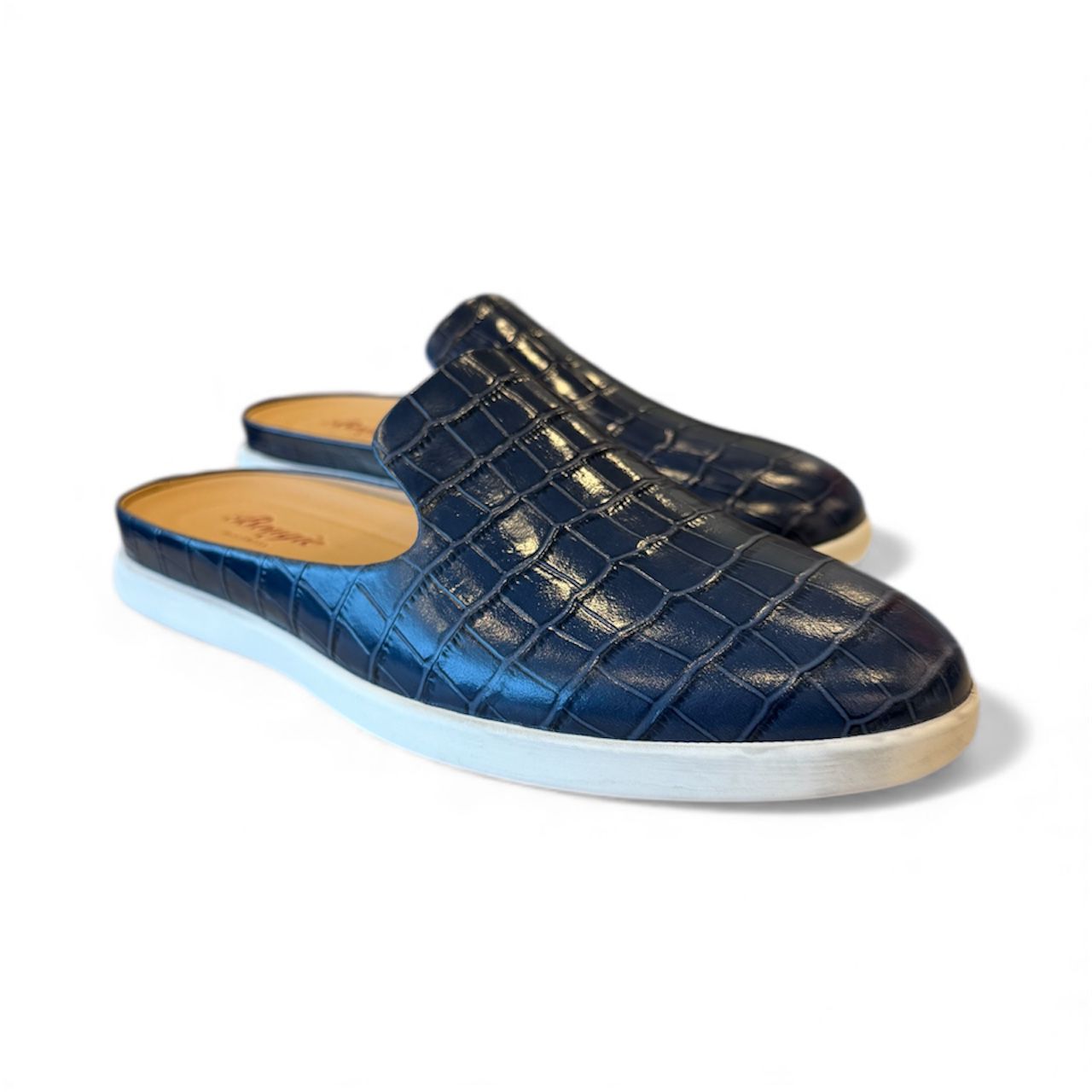 BOUGIES SLIPPER BLUE CROCO EMBOSSED
