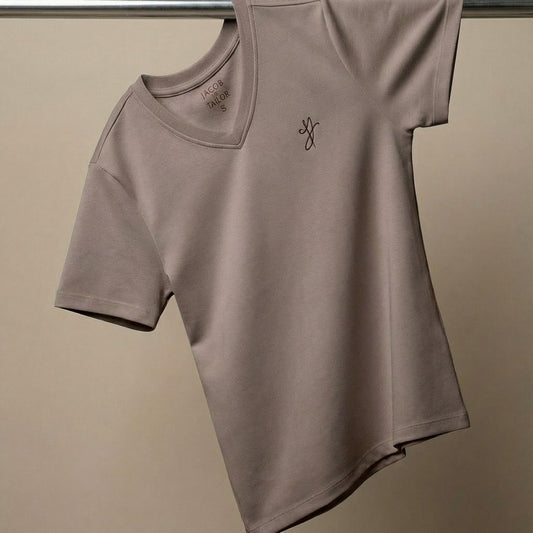 JACOB THE TAILOR - COOL FABRIC V NECK SHORT SLEEVE T SHIRT -GREY