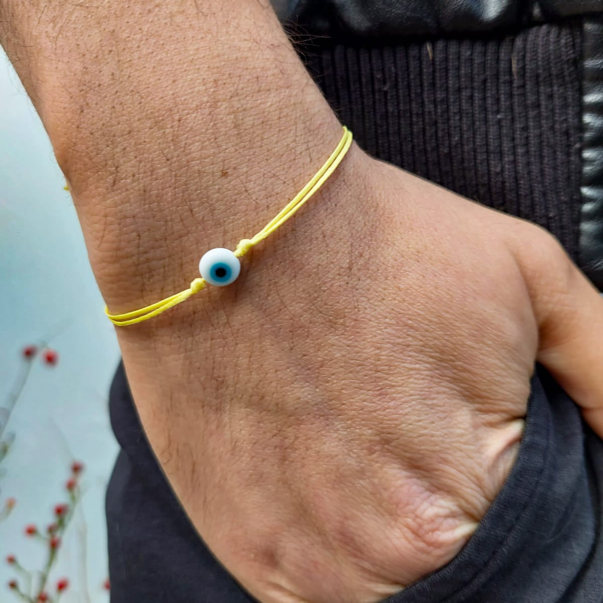 YELLOW  THREAD WITH EYE BRACELET