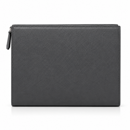 lv style zipper pouch calfskin size 25 cm - grey